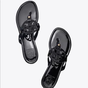 Tory Burch Miller Sandals in black patent leather